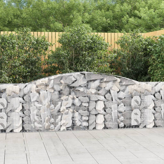 vidaXL Arched Gabion Baskets 2 pcs 400x30x80/100 cm Galvanised Iron