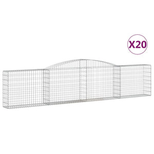 vidaXL Arched Gabion Baskets 20 pcs 400x30x80/100 cm Galvanised Iron