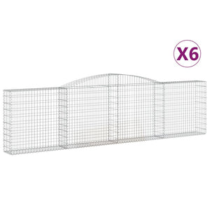 vidaXL Arched Gabion Baskets 6 pcs 400x30x100/120 cm Galvanised Iron