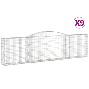 vidaXL Arched Gabion Baskets 9 pcs 400x30x100/120 cm Galvanised Iron