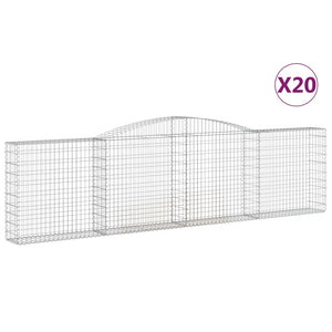 vidaXL Arched Gabion Baskets 20 pcs 400x30x100/120 cm Galvanised Iron