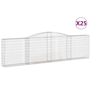 vidaXL Arched Gabion Baskets 25 pcs 400x30x100/120 cm Galvanised Iron