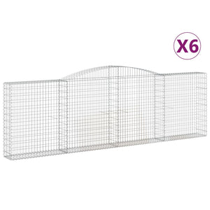 vidaXL Arched Gabion Baskets 6 pcs 400x30x120/140 cm Galvanised Iron