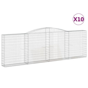 vidaXL Arched Gabion Baskets 10 pcs 400x30x120/140 cm Galvanised Iron