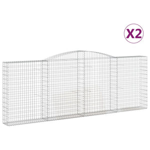 vidaXL Arched Gabion Baskets 2 pcs 400x30x140/160 cm Galvanised Iron