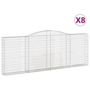 vidaXL Arched Gabion Baskets 8 pcs 400x30x140/160 cm Galvanised Iron