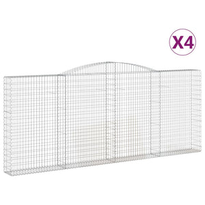 vidaXL Arched Gabion Baskets 4 pcs 400x30x160/180 cm Galvanised Iron