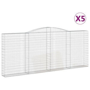 vidaXL Arched Gabion Baskets 5 pcs 400x30x160/180 cm Galvanised Iron