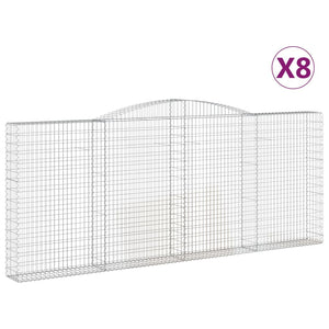 vidaXL Arched Gabion Baskets 8 pcs 400x30x160/180 cm Galvanised Iron