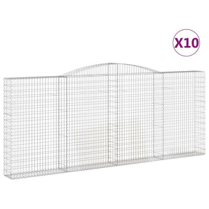 vidaXL Arched Gabion Baskets 10 pcs 400x30x160/180 cm Galvanised Iron