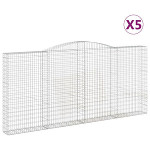 vidaXL Arched Gabion Baskets 5 pcs 400x30x180/200 cm Galvanised Iron