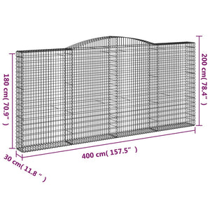 vidaXL Arched Gabion Baskets 5 pcs 400x30x180/200 cm Galvanised Iron