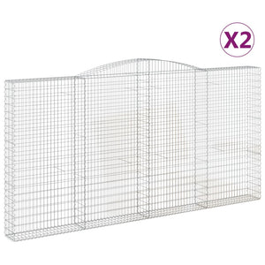 vidaXL Arched Gabion Baskets 2 pcs 400x30x200/220 cm Galvanised Iron