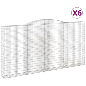 vidaXL Arched Gabion Baskets 6 pcs 400x30x200/220 cm Galvanised Iron