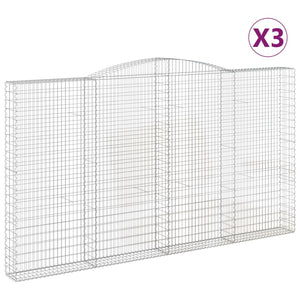 vidaXL Arched Gabion Baskets 3 pcs 400x30x220/240 cm Galvanised Iron