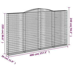 vidaXL Arched Gabion Baskets 3 pcs 400x30x220/240 cm Galvanised Iron