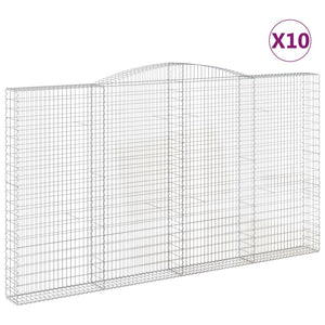 vidaXL Arched Gabion Baskets 10 pcs 400x30x220/240 cm Galvanised Iron