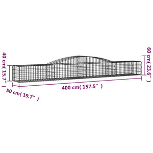 vidaXL Arched Gabion Baskets 4 pcs 400x50x40/60 cm Galvanised Iron