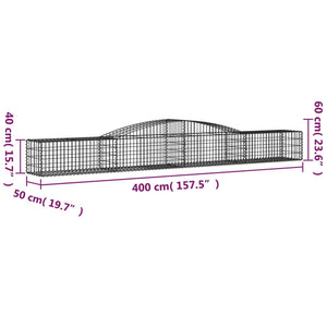 vidaXL Arched Gabion Baskets 6 pcs 400x50x40/60 cm Galvanised Iron