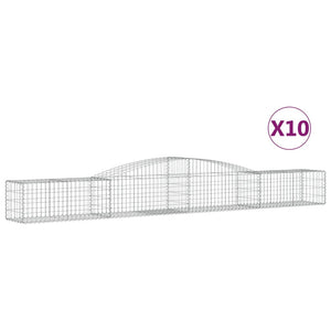 vidaXL Arched Gabion Baskets 10 pcs 400x50x40/60 cm Galvanised Iron