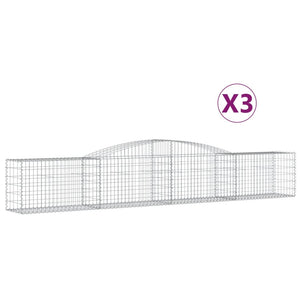 vidaXL Arched Gabion Baskets 3 pcs 400x50x60/80 cm Galvanised Iron