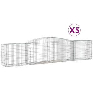 vidaXL Arched Gabion Baskets 5 pcs 400x50x80/100 cm Galvanised Iron