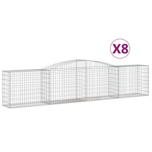 vidaXL Arched Gabion Baskets 8 pcs 400x50x80/100 cm Galvanised Iron