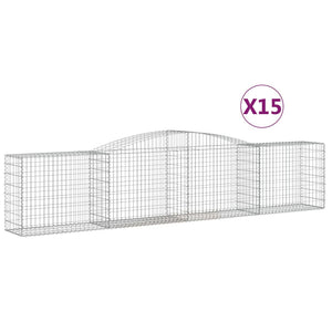 vidaXL Arched Gabion Baskets 15 pcs 400x50x80/100 cm Galvanised Iron