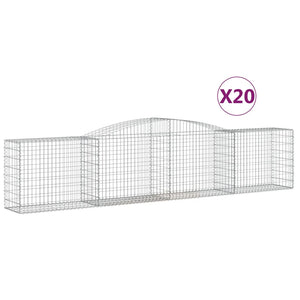 vidaXL Arched Gabion Baskets 20 pcs 400x50x80/100 cm Galvanised Iron