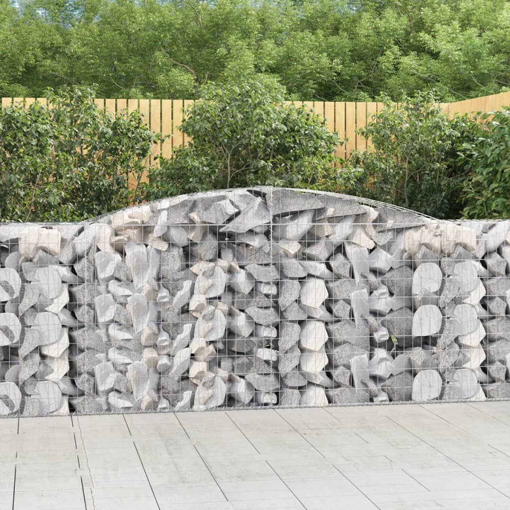 vidaXL Arched Gabion Baskets 2 pcs 400x50x100/120 cm Galvanised Iron