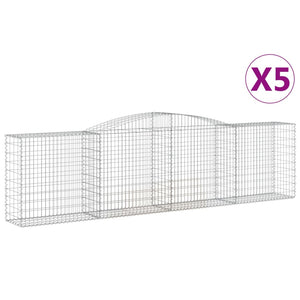 vidaXL Arched Gabion Baskets 5 pcs 400x50x100/120 cm Galvanised Iron