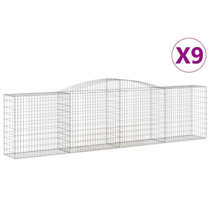 vidaXL Arched Gabion Baskets 9 pcs 400x50x100/120 cm Galvanised Iron