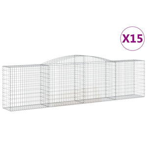 vidaXL Arched Gabion Baskets 15 pcs 400x50x100/120 cm Galvanised Iron