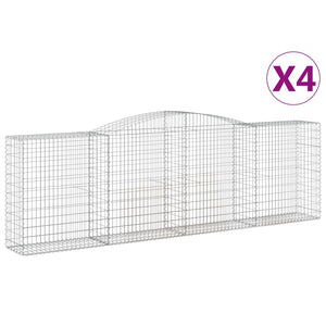 vidaXL Arched Gabion Baskets 4 pcs 400x50x120/140 cm Galvanised Iron