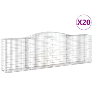 vidaXL Arched Gabion Baskets 20 pcs 400x50x120/140 cm Galvanised Iron