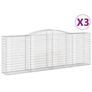 vidaXL Arched Gabion Baskets 3 pcs 400x50x140/160 cm Galvanised Iron