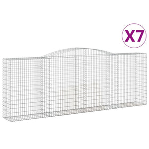 vidaXL Arched Gabion Baskets 7 pcs 400x50x140/160 cm Galvanised Iron