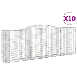 vidaXL Arched Gabion Baskets 10 pcs 400x50x140/160 cm Galvanised Iron