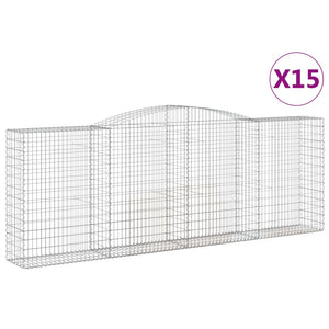 vidaXL Arched Gabion Baskets 15 pcs 400x50x140/160 cm Galvanised Iron