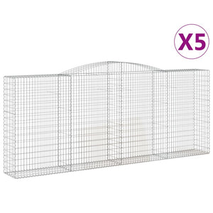 vidaXL Arched Gabion Baskets 5 pcs 400x50x160/180 cm Galvanised Iron