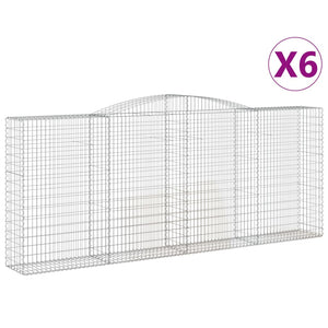 vidaXL Arched Gabion Baskets 6 pcs 400x50x160/180 cm Galvanised Iron