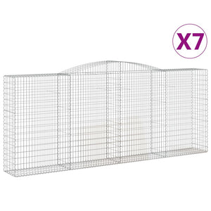 vidaXL Arched Gabion Baskets 7 pcs 400x50x160/180 cm Galvanised Iron