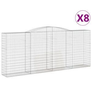 vidaXL Arched Gabion Baskets 8 pcs 400x50x160/180 cm Galvanised Iron