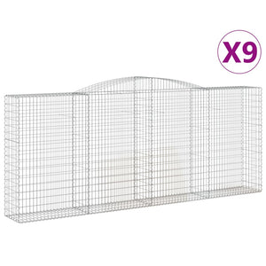 vidaXL Arched Gabion Baskets 9 pcs 400x50x160/180 cm Galvanised Iron