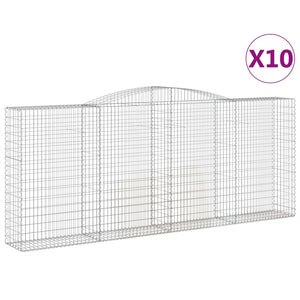 vidaXL Arched Gabion Baskets 10 pcs 400x50x160/180 cm Galvanised Iron