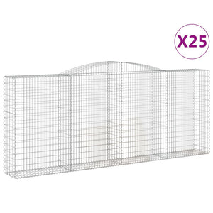 vidaXL Arched Gabion Baskets 25 pcs 400x50x160/180 cm Galvanised Iron