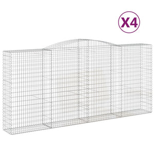 vidaXL Arched Gabion Baskets 4 pcs 400x50x180/200 cm Galvanised Iron