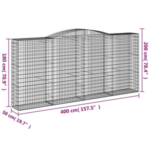 vidaXL Arched Gabion Baskets 5 pcs 400x50x180/200 cm Galvanised Iron