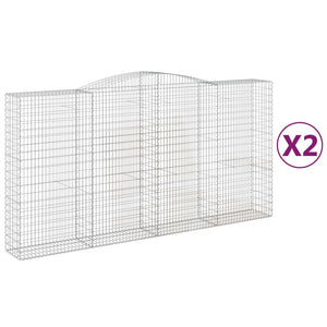 vidaXL Arched Gabion Baskets 2 pcs 400x50x200/220 cm Galvanised Iron