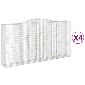 vidaXL Arched Gabion Baskets 4 pcs 400x50x200/220 cm Galvanised Iron